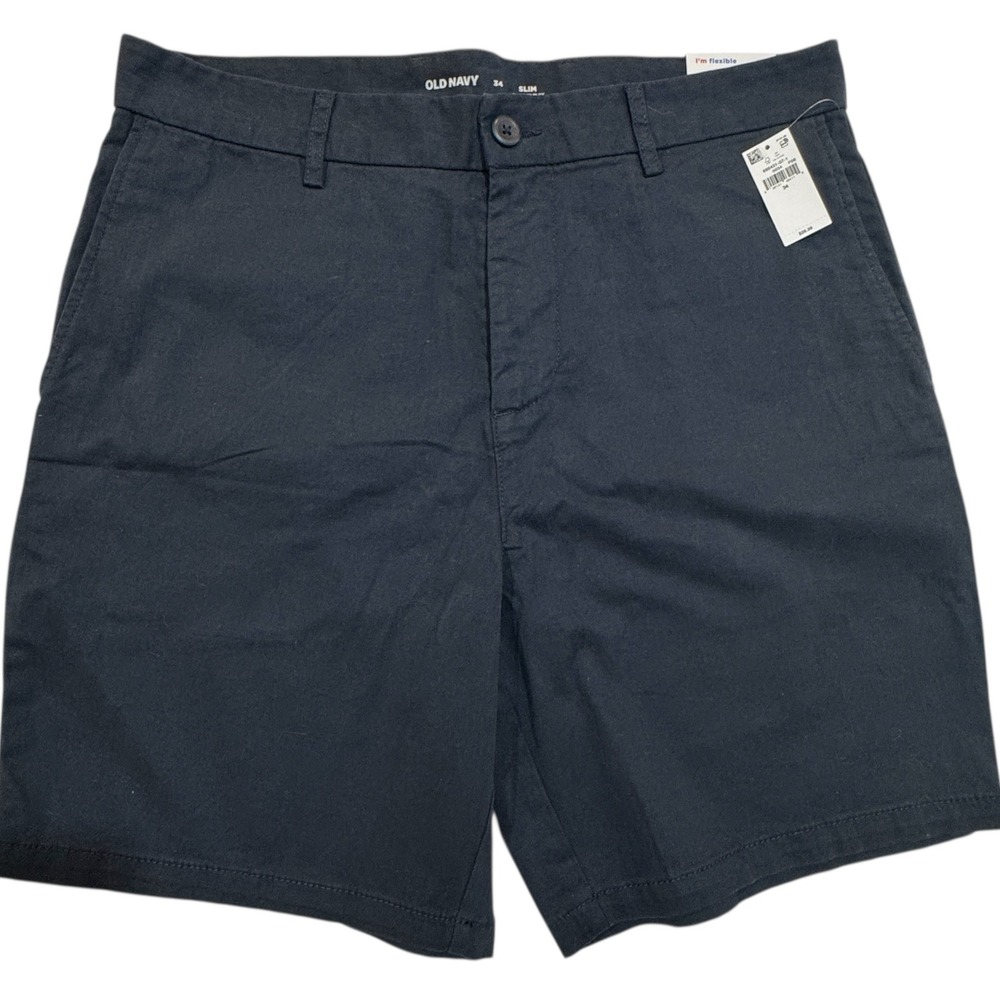Old Navy Chino Shorts Men's 34 Navy Blue Slim Built-In‎ Flex NWT Preppy Casual